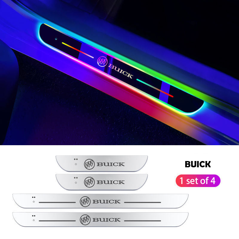 ForKumi magnetic RGB car LED strip glowing multicolor on Buick door sill protector set of 4