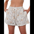 Avis camo elastic waist shorts in light camo print with drawstring and side pockets