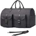 ForKumi 40L men's duffle bag in black with dual front pockets and detachable shoulder strap