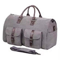 ForKumi 40L men's duffle bag in gray with dual front pockets and detachable shoulder strap