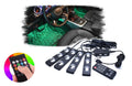 ForKumi car LED interior lights kit with remote control showing green lights under car dashboard