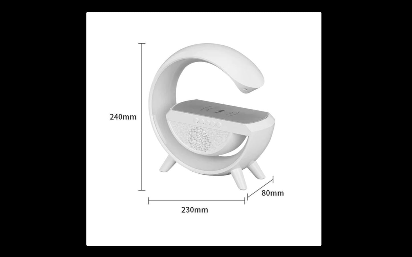 ForKumi charging station with Bluetooth speaker white digital product displaying dimensions