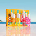 ForKumi warm gourmand perfume mist collection with colorful bottles and bright yellow packaging