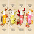 ForKumi warm gourmand perfume mist collection featuring scents with pistachio caramel vanilla and guava nectar orchid pink musk