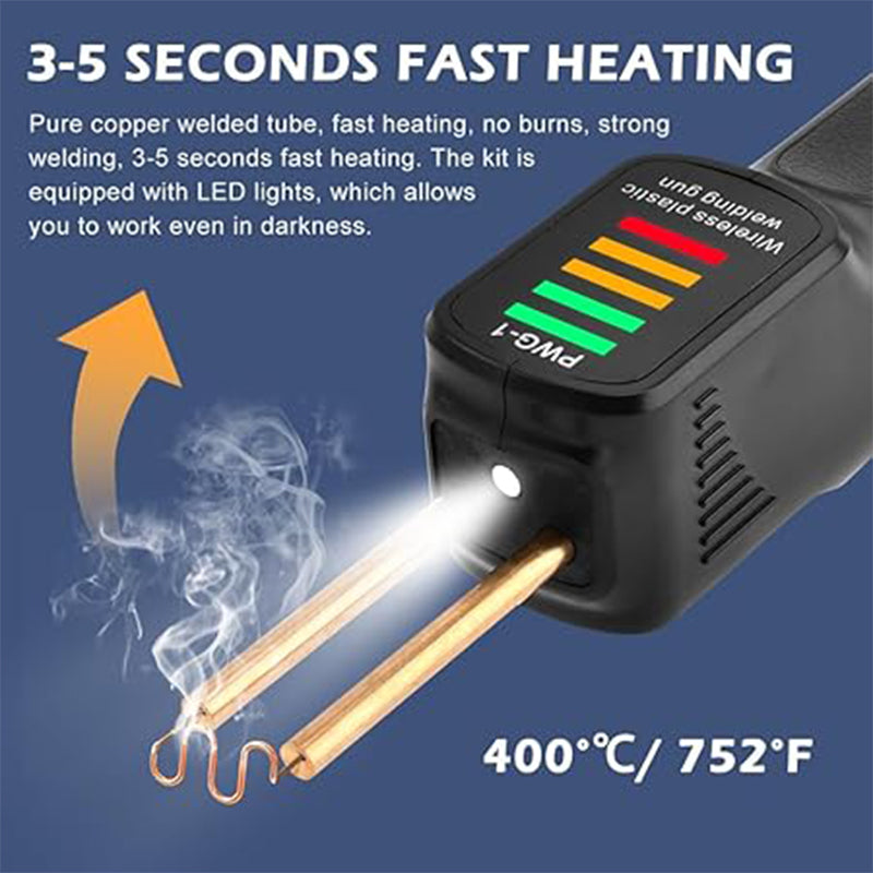 ForKumi cordless plastic welding gun with fast 3-5 seconds heating and LED light indicator