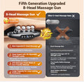 ForKumi fifth generation upgraded 8-head deep tissue muscle massager gun with large battery and adjustable strength levels