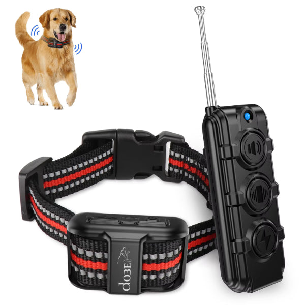 ForKumi smart dog training collar with remote control and adjustable black red strap