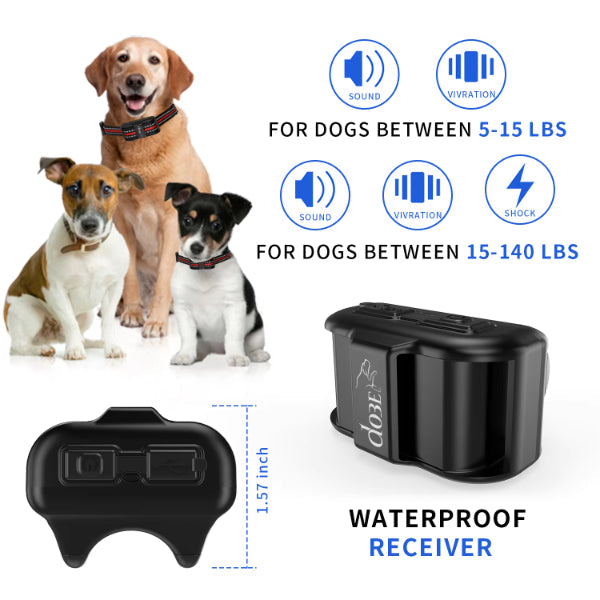 Smart dog training collar waterproof receiver with sound vibration and shock modes for dogs 5 to 140 lbs