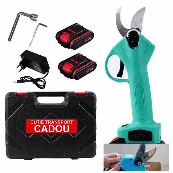 ForKumi 24V cordless hedge trimmer kit with battery charger, transport case, and spare parts