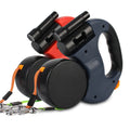ForKumi dual dog leash tangle free with ergonomic handles and durable retractable cords in black and red