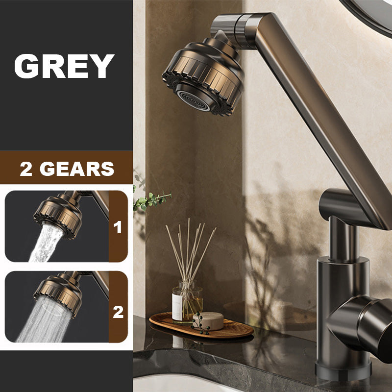 ForKumi grey dual temperature kitchen faucet with adjustable 2 gear spray settings for versatile use