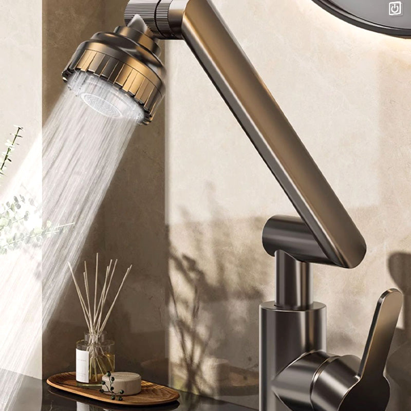 ForKumi dual temperature kitchen faucet with sleek modern design and water flowing onto hands