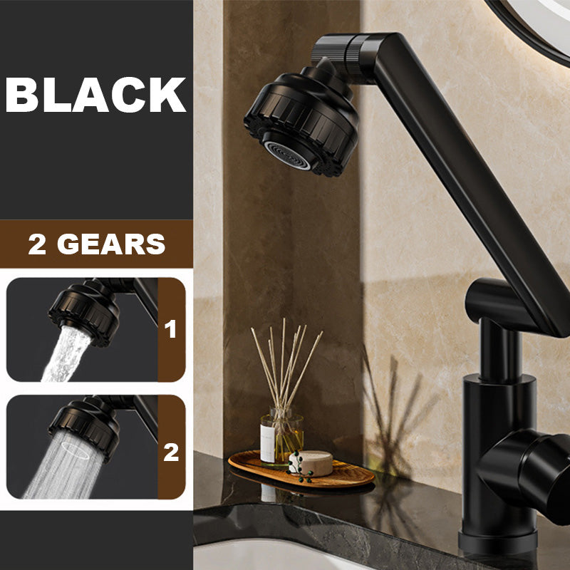 ForKumi black dual temperature kitchen faucet with adjustable 2 gear water flow settings