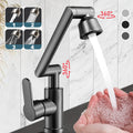 ForKumi black dual temperature kitchen faucet with 360-degree swivel and multiple spray modes