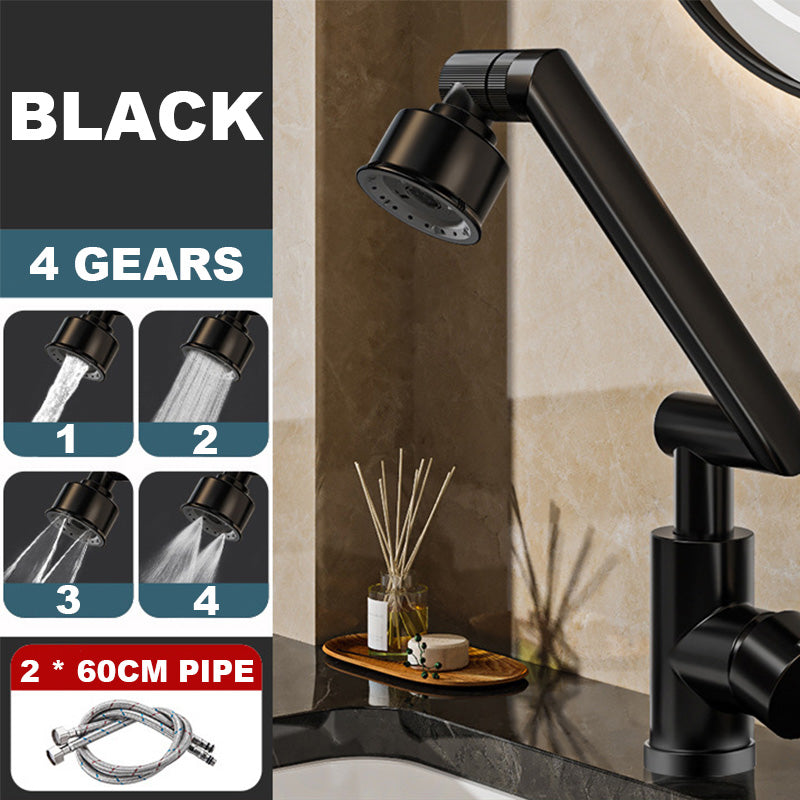 ForKumi black dual temperature kitchen faucet with adjustable 4 gears and 60cm pipe for home use