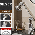 Silver dual temperature kitchen faucet by ForKumi with two water flow gears and 80cm pipe