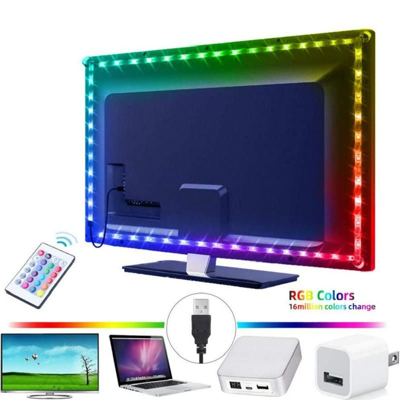 ForKumi eco-friendly LED strip lights installed on TV with remote control and USB power for RGB color changing