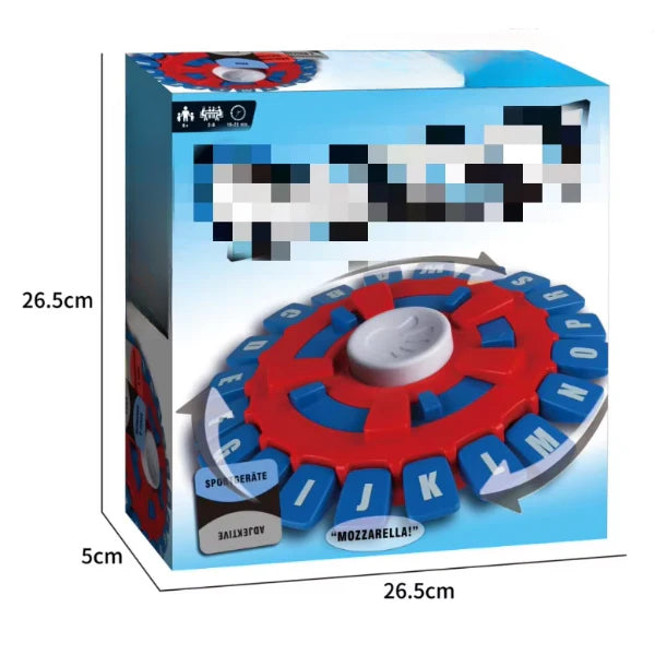 ForKumi educational spelling games for kids with blue and red letter pieces in a circular design