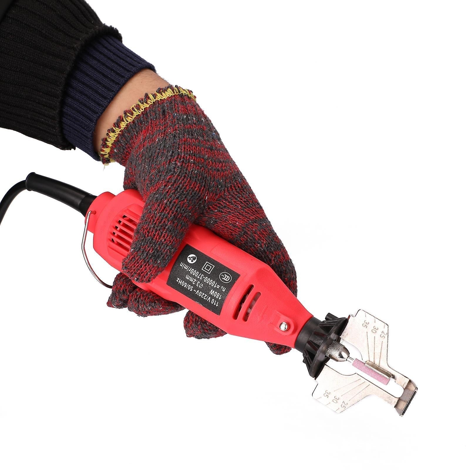 ForKumi electric chainsaw sharpener red handheld tool held with glove for home use