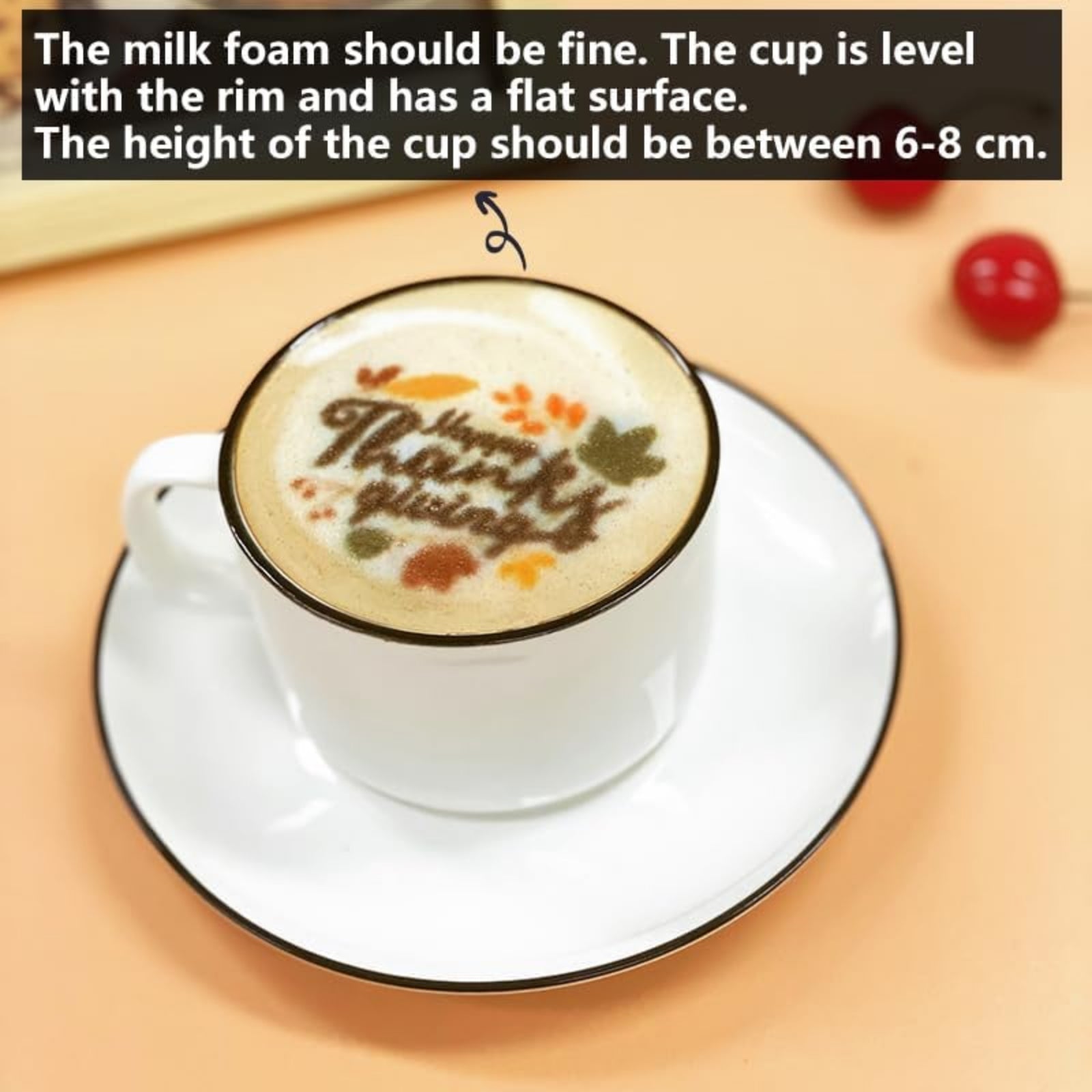 Cup of coffee with custom coffee art printed on milk foam using custom coffee art printer