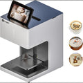 My Store custom coffee art printer printing latte art on coffee with a digital touchscreen display