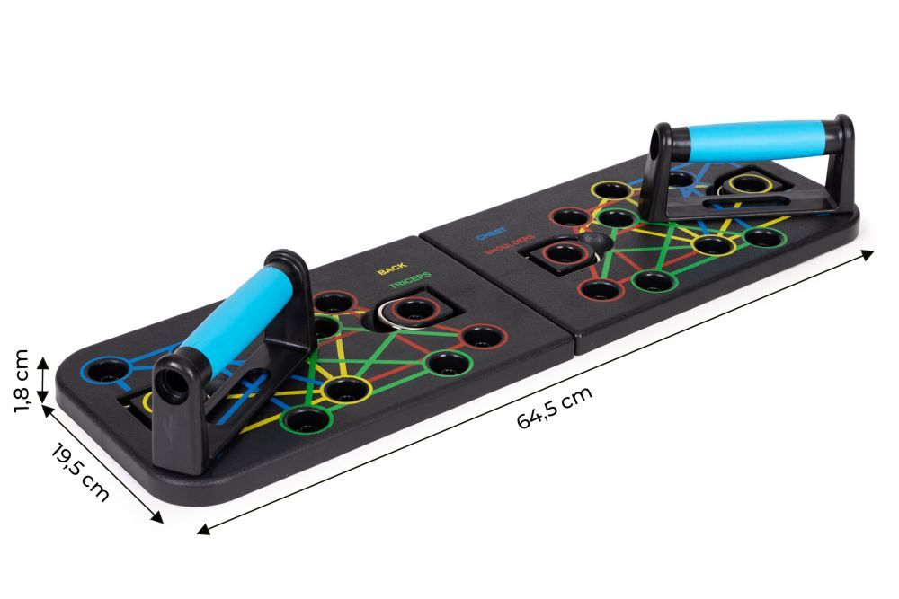 ForKumi foldable pushup board set with color-coded grip positions and blue handles for versatile workouts