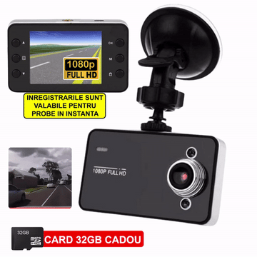 ForKumi 1080p dash cam with suction mount and 32GB memory card included for car recording