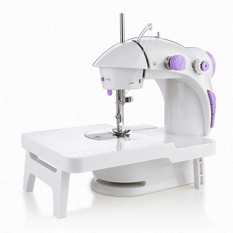 ForKumi 4-in-1 mini sewing machine in white and purple with compact tabletop design for home use