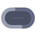 ForKumi quick dry bath mat in oval shape with modern blue and gray tones for bathroom use
