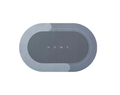 ForKumi quick dry bath mat in shades of gray with oval shape and HOME text in center