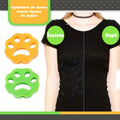 ForKumi reusable pet hair remover paw-shaped brushes showing before and after removing pet hair from black shirt