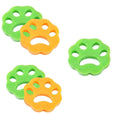 ForKumi reusable pet hair remover in green and orange paw-shaped silicone design for easy pet hair cleaning