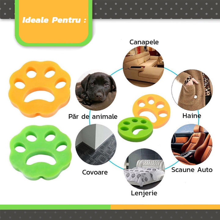 ForKumi reusable pet hair remover in green and orange paw shapes for sofas clothes car seats and bedding