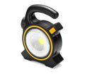 ForKumi black and yellow solar USB camping lantern with handle and power button for outdoor use