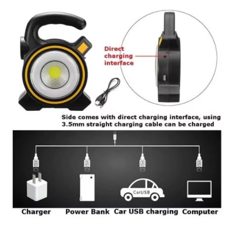 ForKumi solar USB camping lantern with direct charging interface and multiple charging options