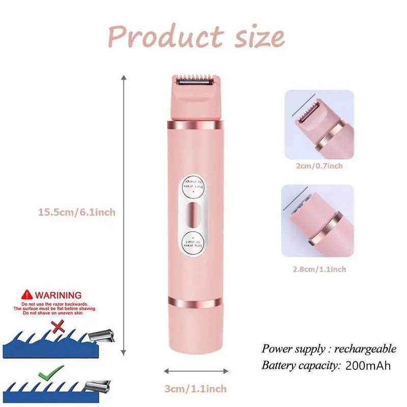 ForKumi 2-in-1 hair remover for women in pink with rechargeable battery and compact size