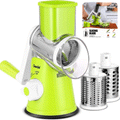 ForKumi 3-blade vegetable slicer in green with rotary handle and stainless steel blades for home use