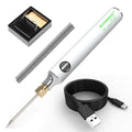 ForKumi USB portable soldering iron with cleaning sponge, metal stand, spring holder, and USB cable for home use