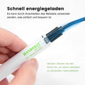 Hand holding a USB portable soldering iron with blue cable and white body for home series use