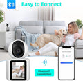 ForKumi HD smart security camera with Bluetooth connection showing pet monitoring on smartphone