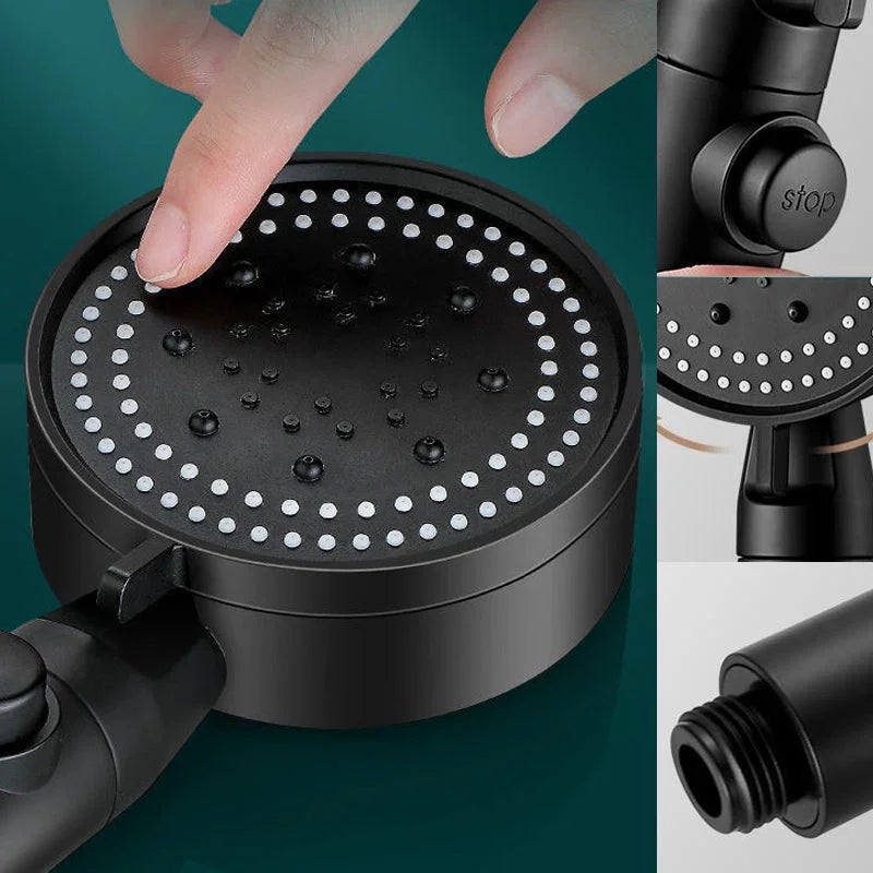 ForKumi high pressure showerhead in black with adjustable water spray settings for powerful shower experience