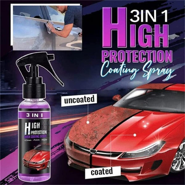 Avis 3 in 1 high protection nano car scratch repair spray showing coated versus uncoated car hood
