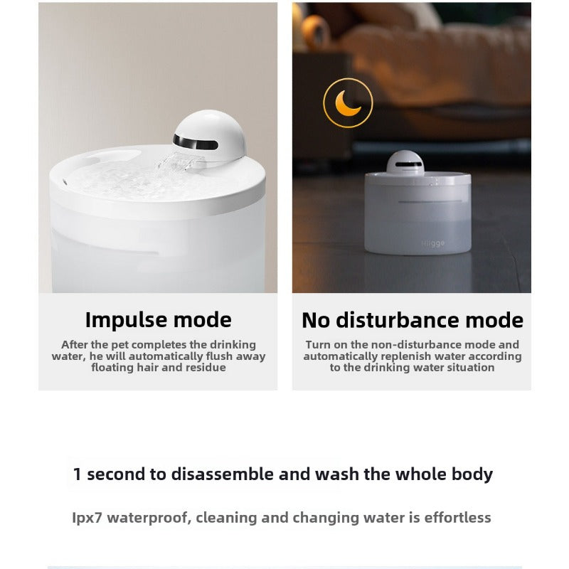 ForKumi cat water dispenser with TDS monitor in impulse and no disturbance mode showing water flow and sleek design
