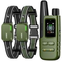 ForKumi safe dog training collar set with remote control and adjustable green nylon straps
