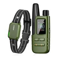 ForKumi safe dog training collar with remote control and adjustable strap in green and black
