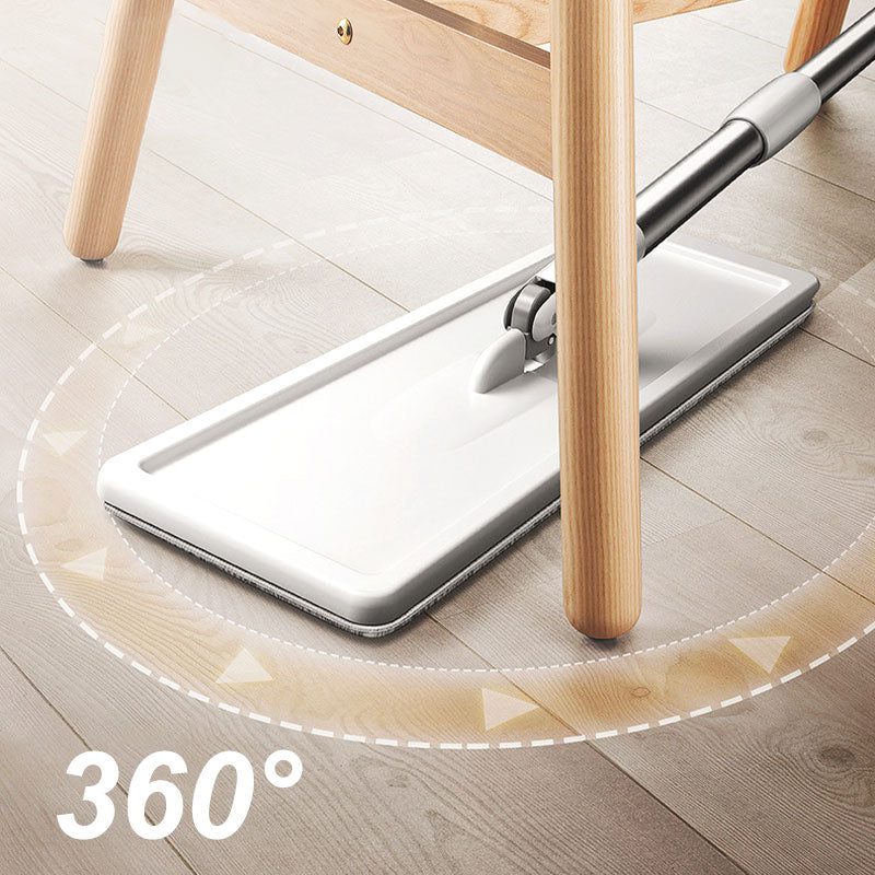 ForKumi large flat mop set with 360 degree rotating white mop head on wooden floor