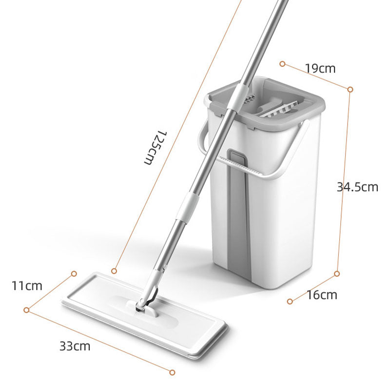 ForKumi large flat mop set with mop and rectangular bucket showing dimensions for home cleaning