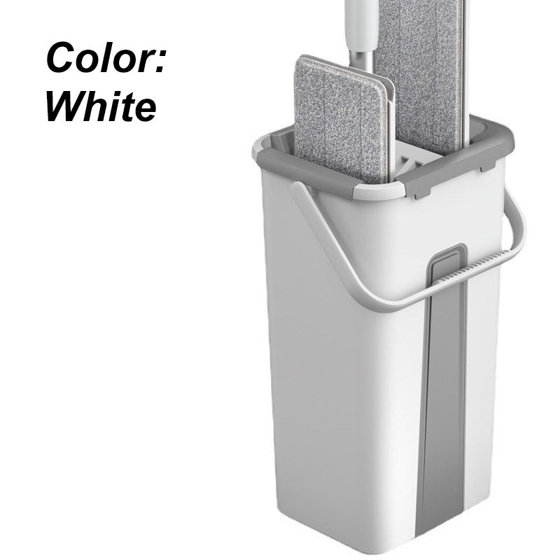 ForKumi large flat mop set in white with bucket and two flat mop heads for home cleaning