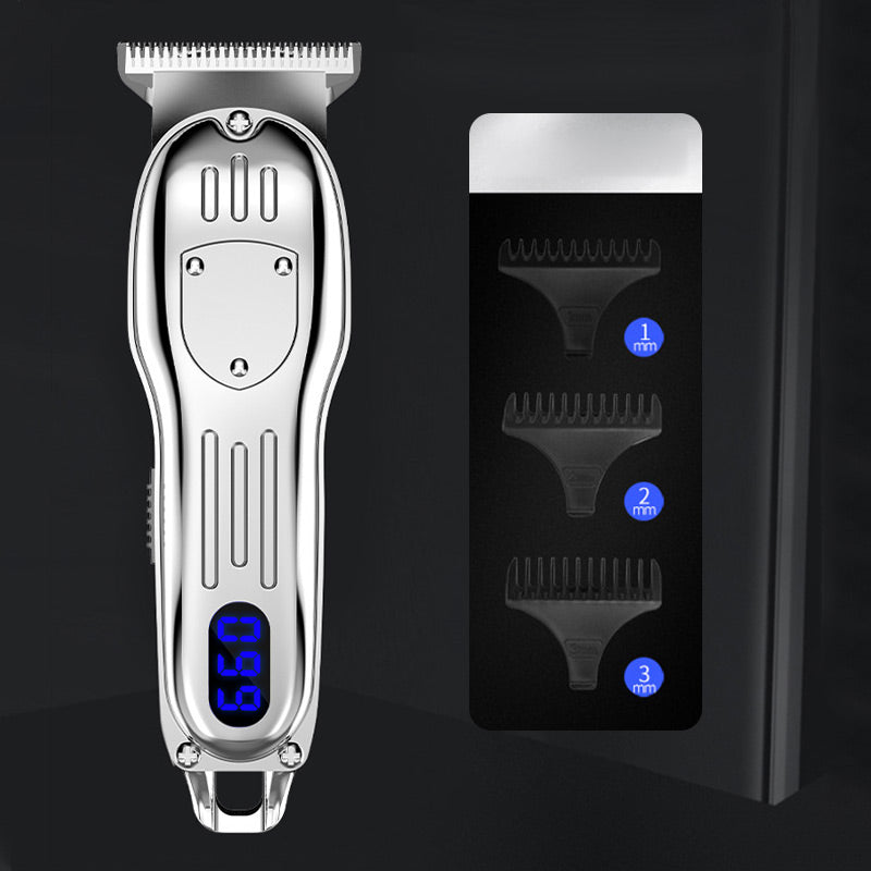ForKumi LCD hair clipper for men with digital display and three attachment guards for precise hair trimming