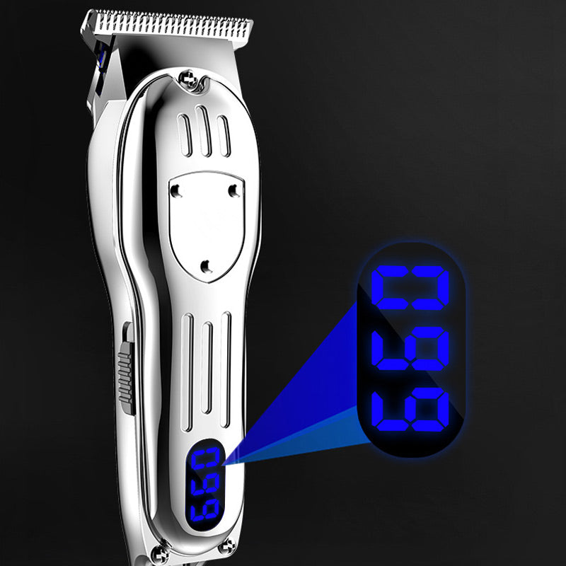 ForKumi silver LCD hair clipper for men with digital display and adjustable blades